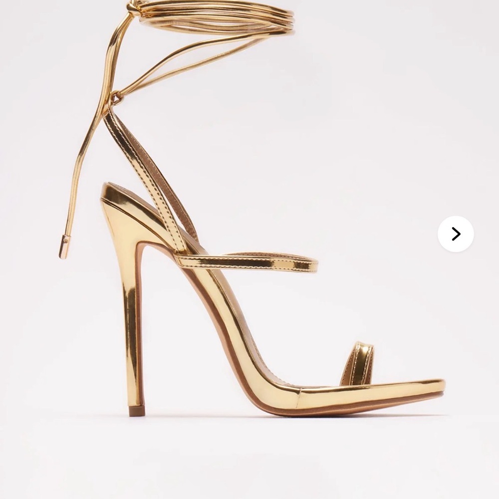 FASHION NOVA Gold Strappy High Heel Sandals